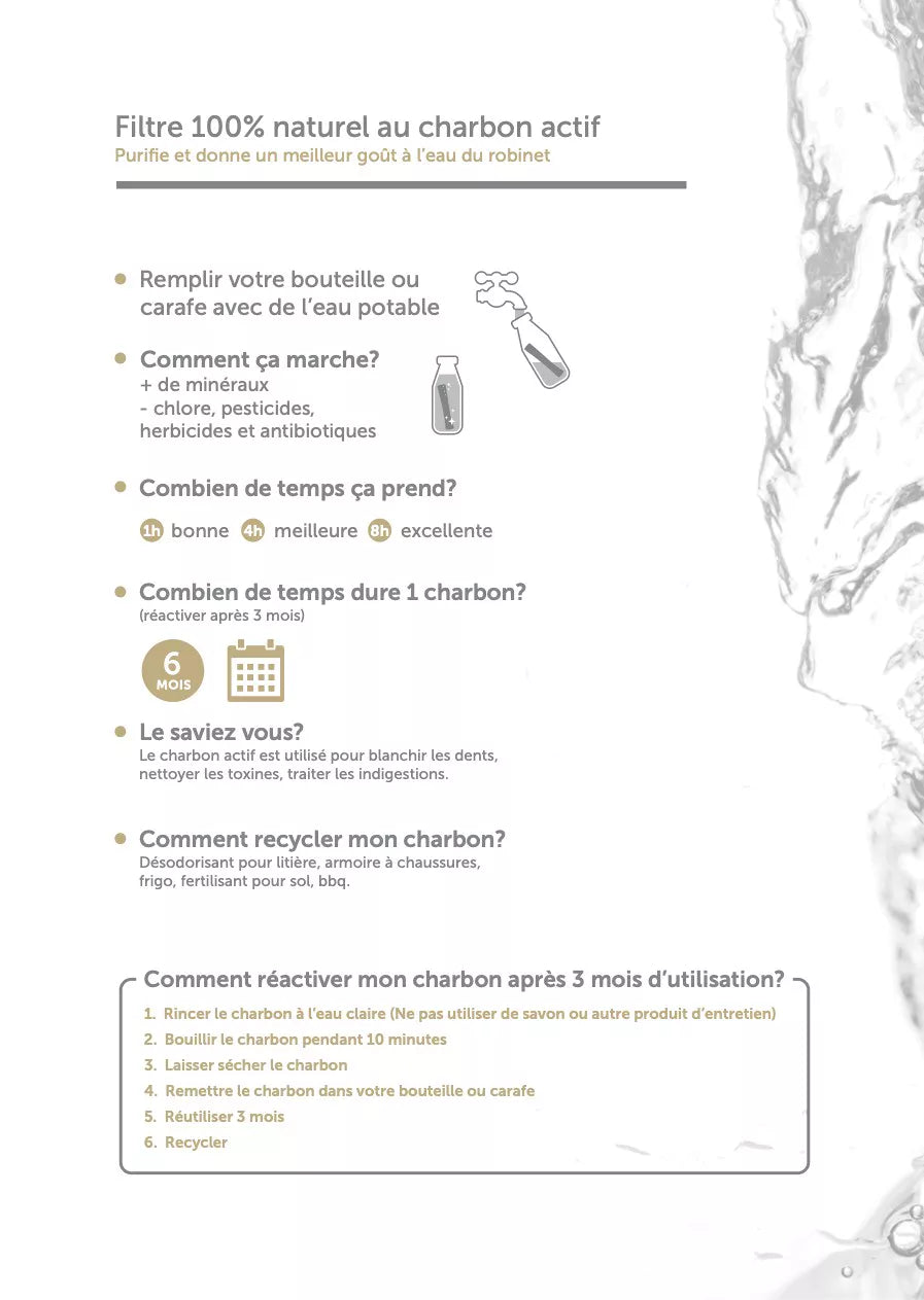 Charbon actif Binchotan avec spirale