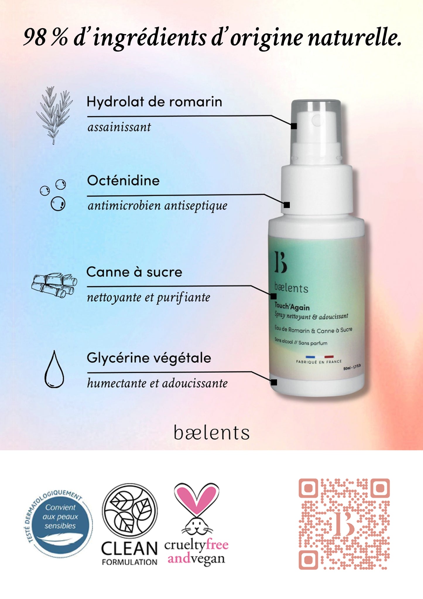 Touch'Again | Spray nettoyant sans alcool | 50ml