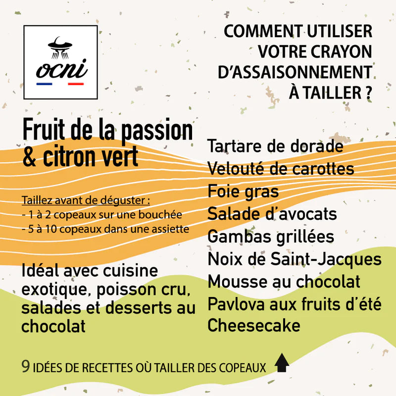 Assaisonnement à tailler | coffret 3 crayons | Les Fruitées! | PAMPLEMOUSSE / FRAMBOISE / FRUIT DE LA PASSION