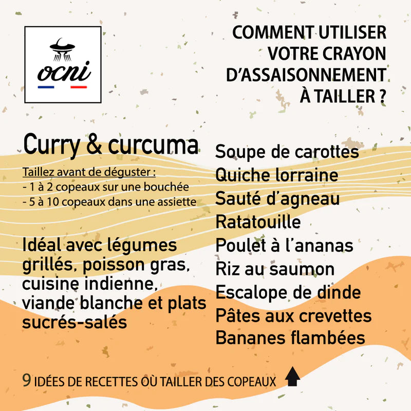 Assaisonnement à tailler | coffret 1 crayon | Curry & Curcuma (BIO)